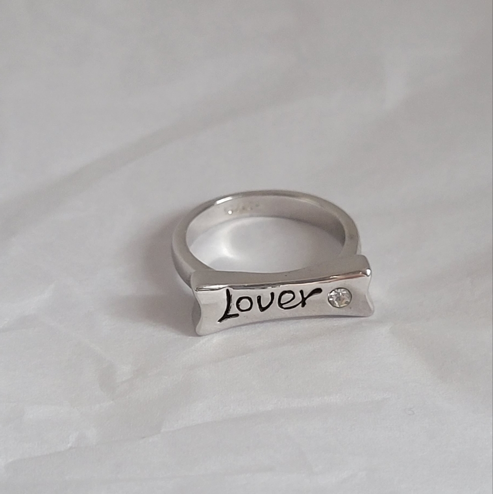 18 K White Gold Plated Lover Ring Mixed Metal Size 8